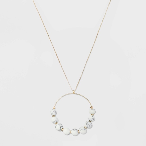 Universal Thread Jewelry - Bead Large Necklace - White/Gold